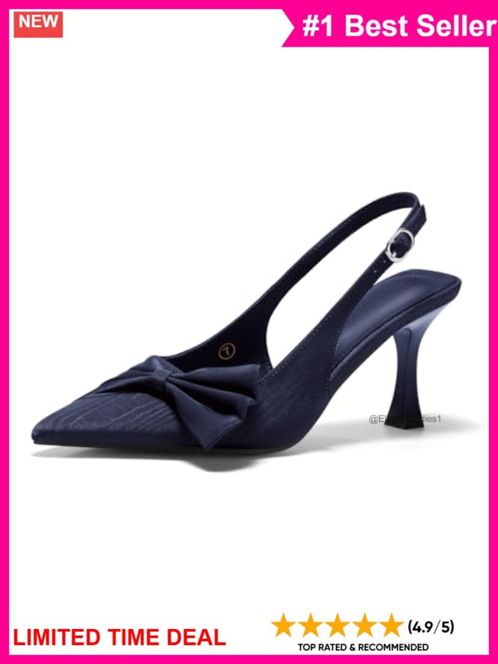 Slingback High Heels Bow Tie Closed Pointed Toe Pumps